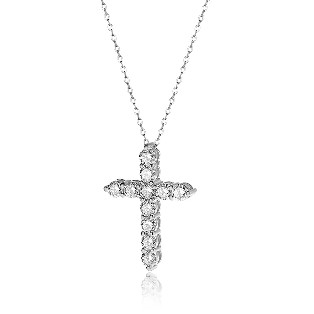Aurora Delicate Cross Moissanite Necklace