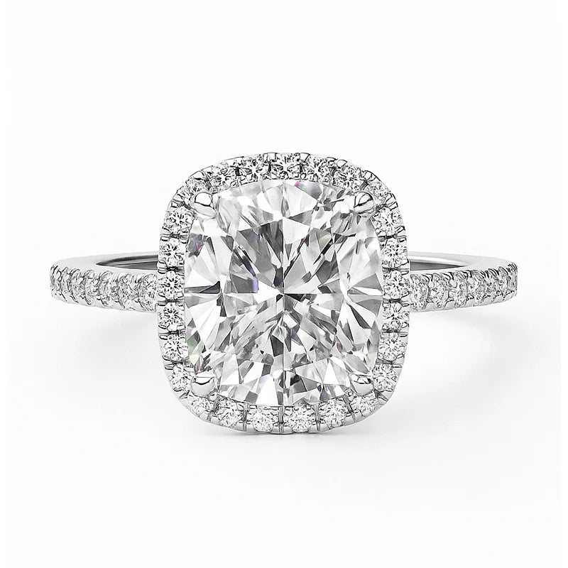 Celestia Cushion-Cut Moissanite Halo Ring