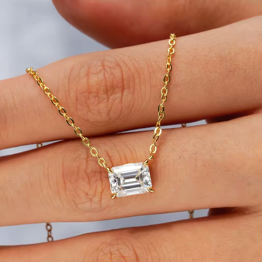 Celestia Emerald-Cut Moissanite Pendant