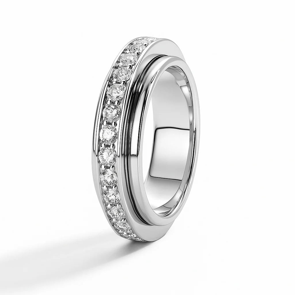 E╠ülan Moissanite Spinner Ring