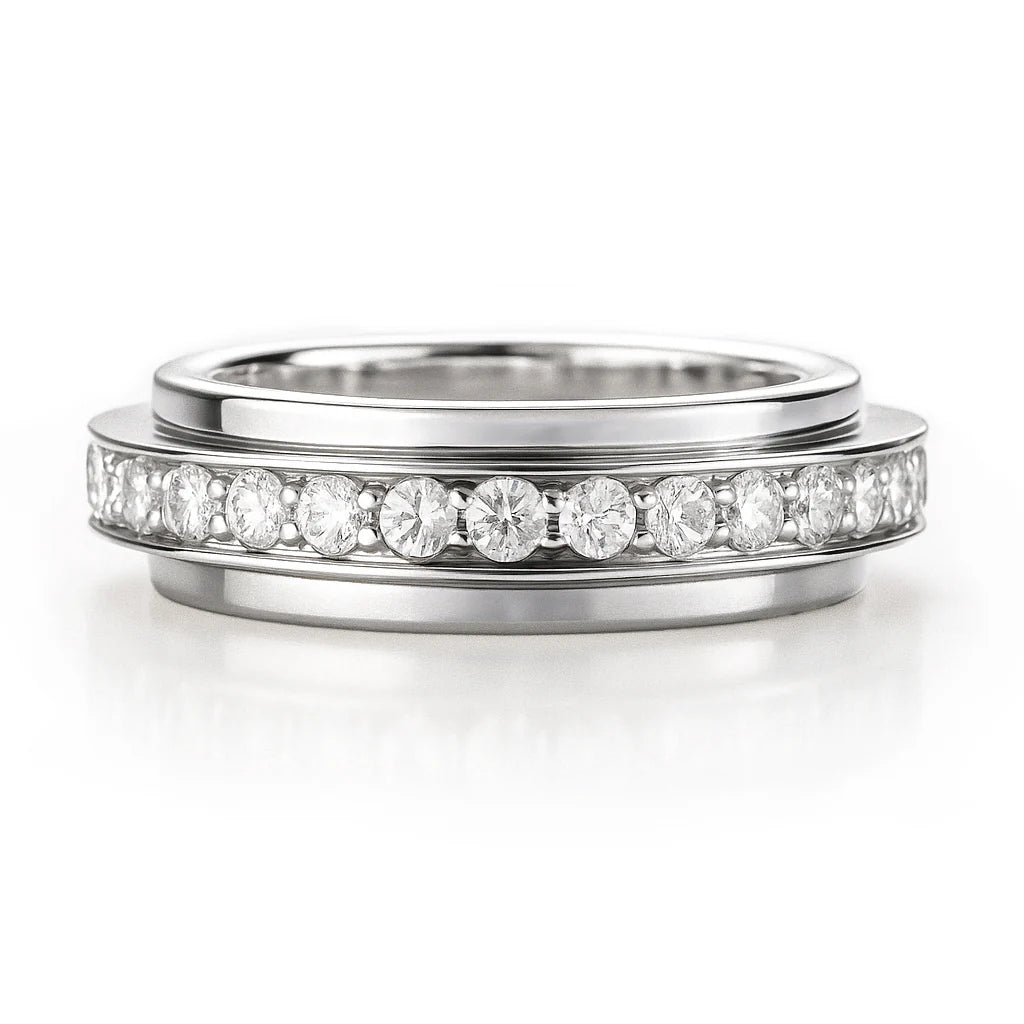 E╠ülan Moissanite Spinner Ring