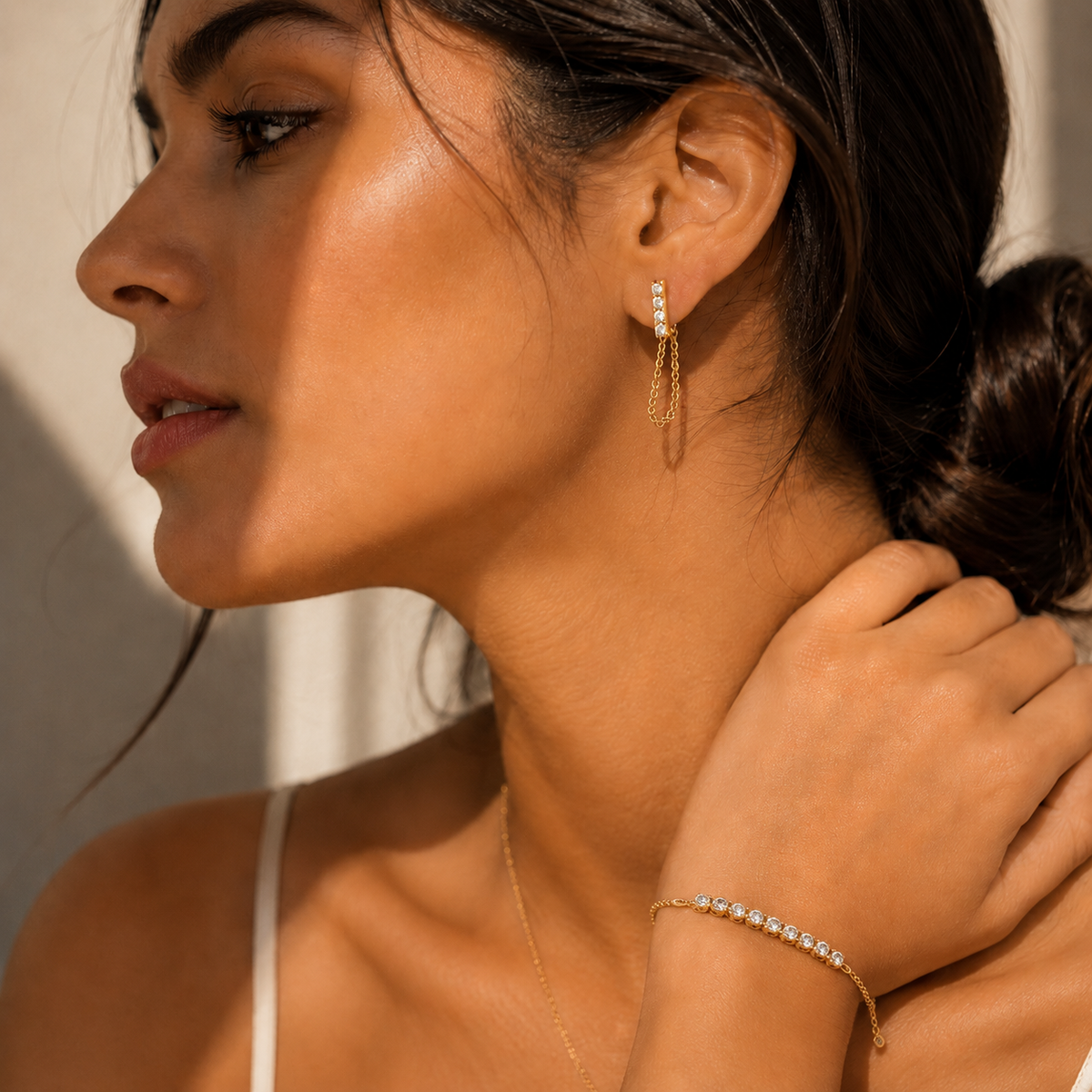 Aria Pavé Chain Earrings