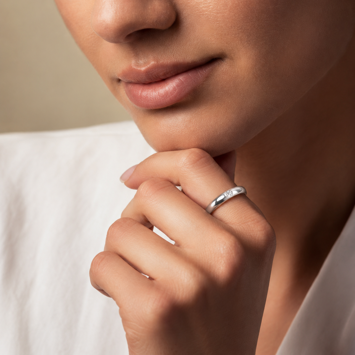 Ariston Inlaid Oval-Cut Moissanite Ring
