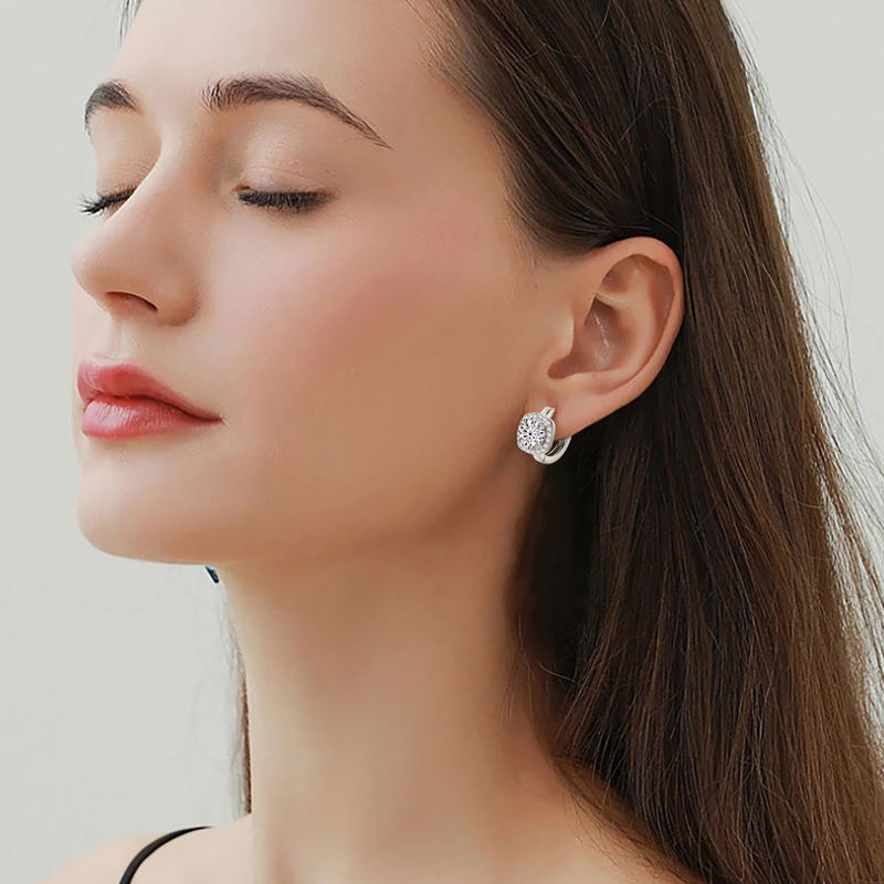 Luna Pavé Huggie Moissanite Earrings