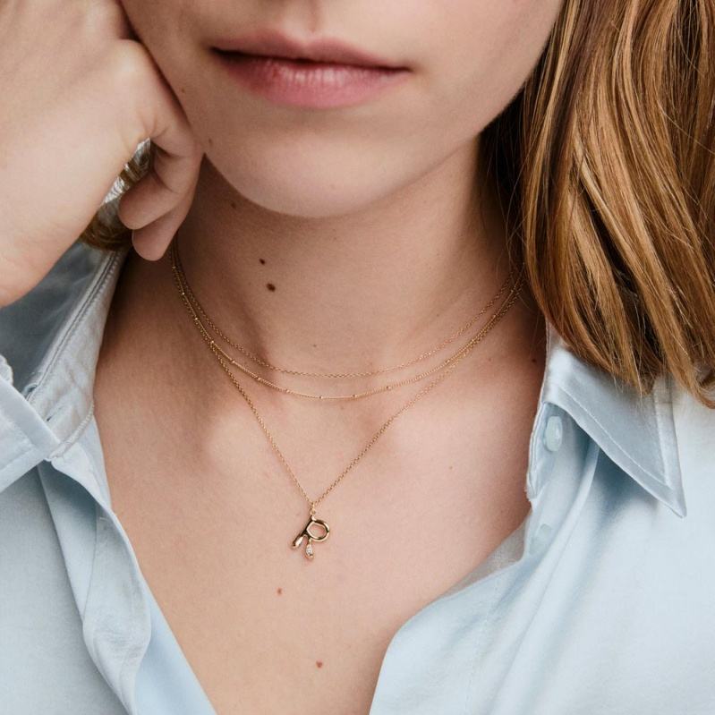 Organic Muse Liquid Letter Pendant Necklace