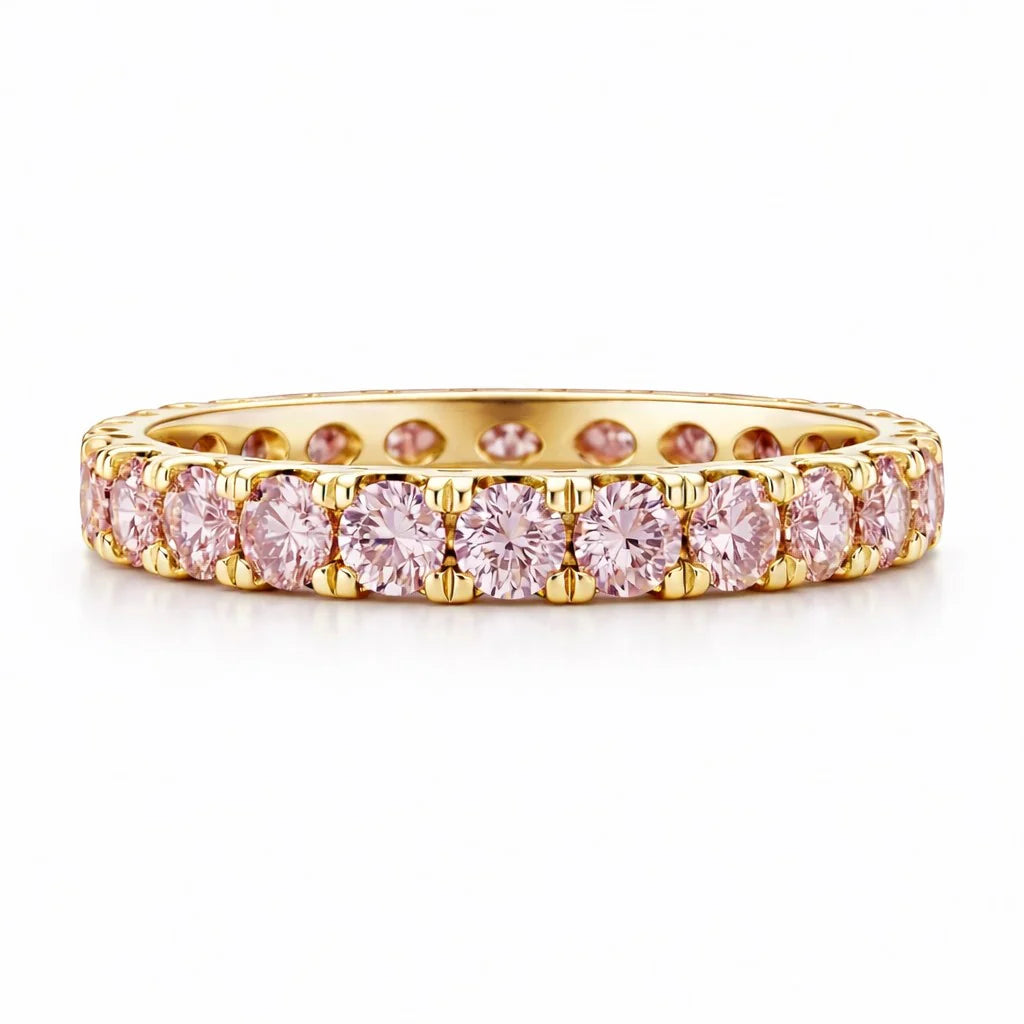 Rosavelle Pink Full Moissanite Eternity Ring