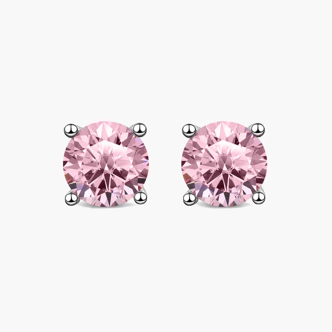 Rosavelle Pink Moissanite Stud Earrings