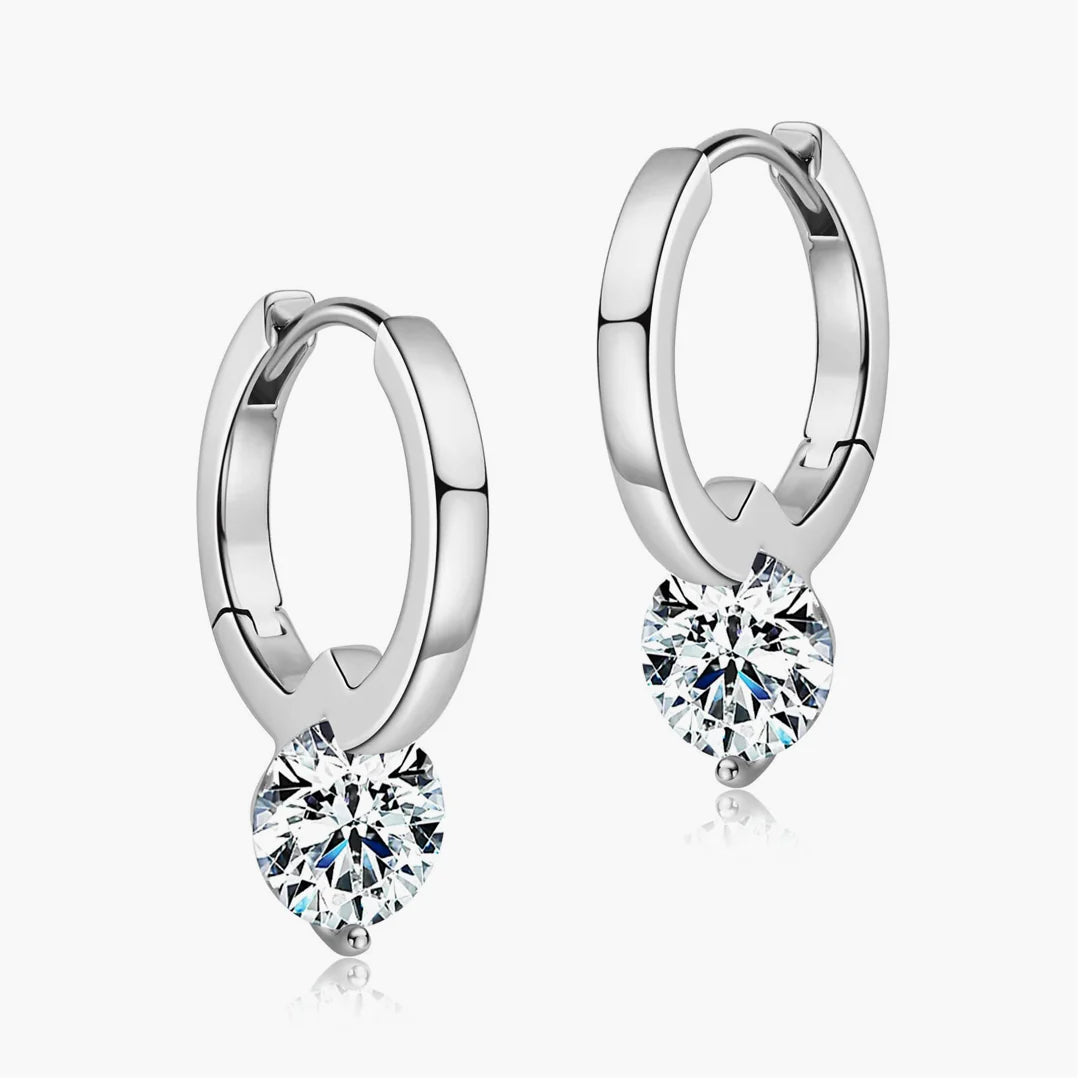 Selene Orb Drop Huggie Moissanite Earrings