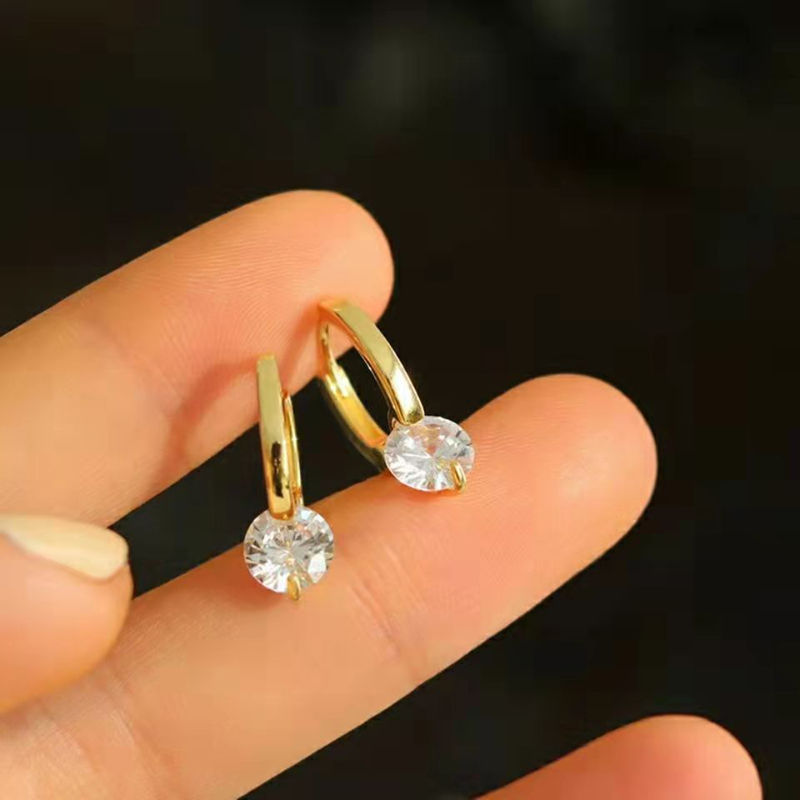 Selene Orb Drop Huggie Moissanite Earrings