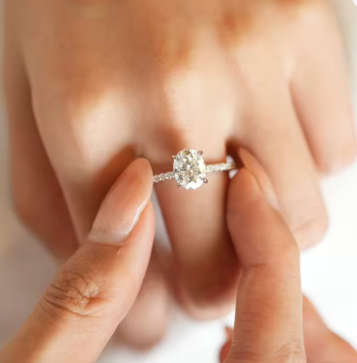 Selene Oval-Cut Pavé Moissanite Ring