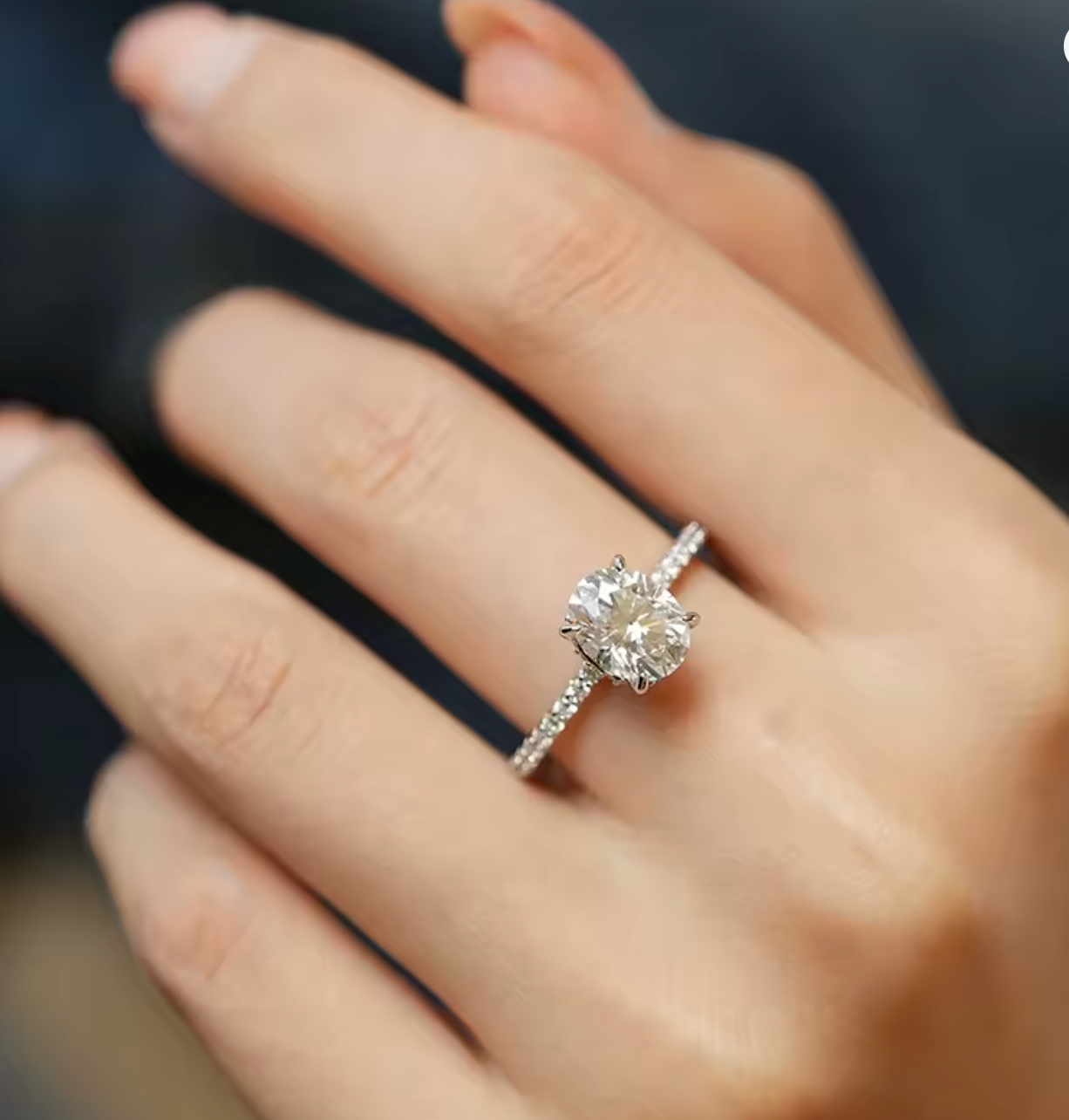 Selene Oval-Cut Pavé Moissanite Ring