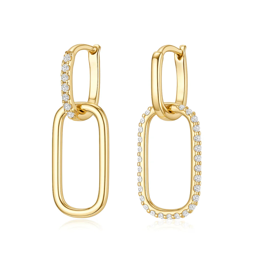 Thea Duo Pavé Paperclip Earrings