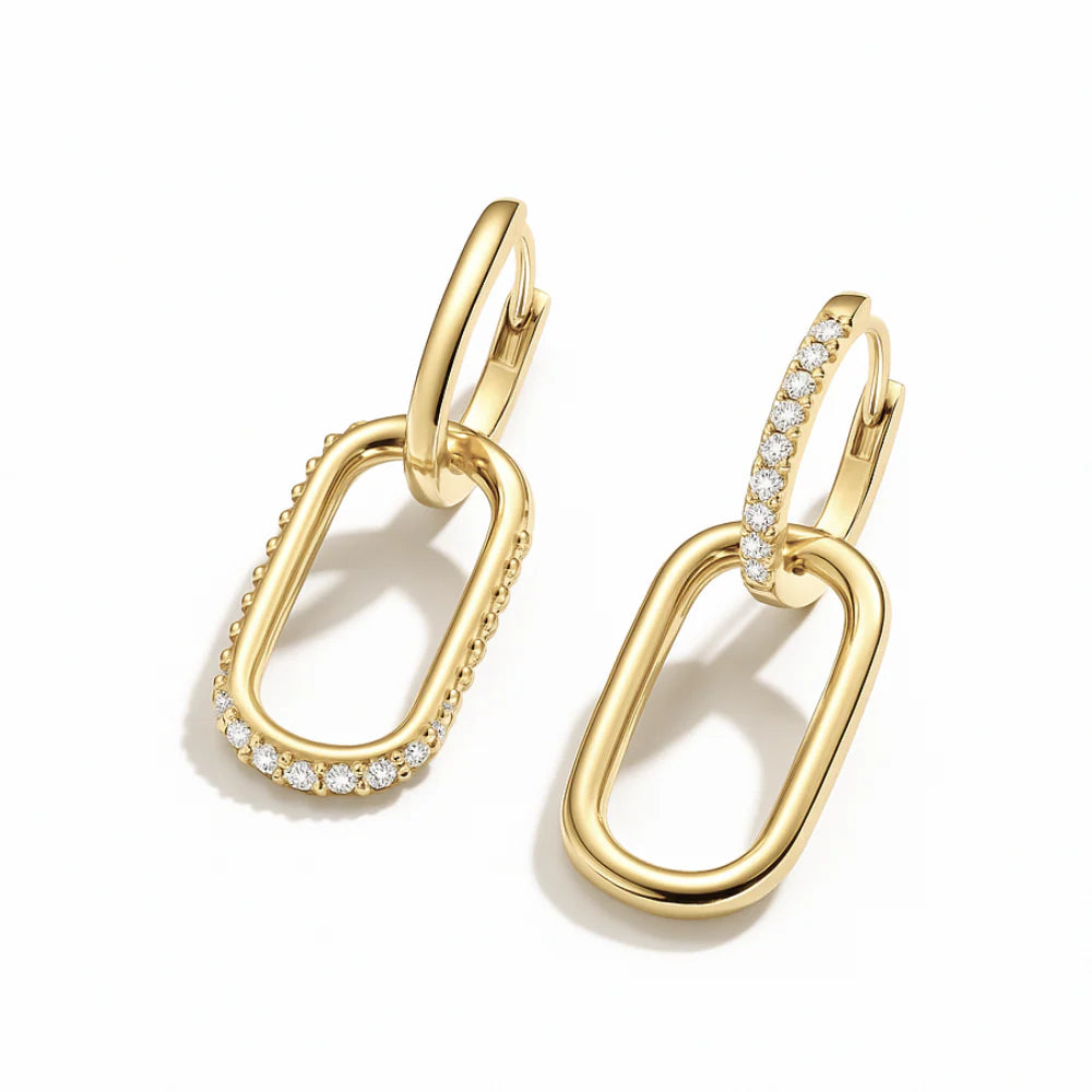 Thea Duo Pavé Paperclip Earrings