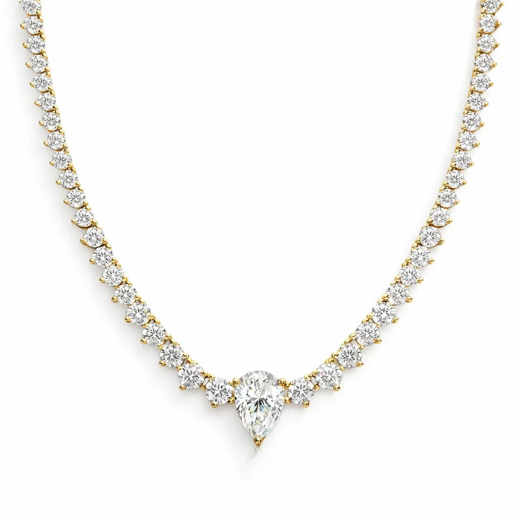 VALENTINA 4 Carat Pear-Cut Moissanite Tennis Necklace