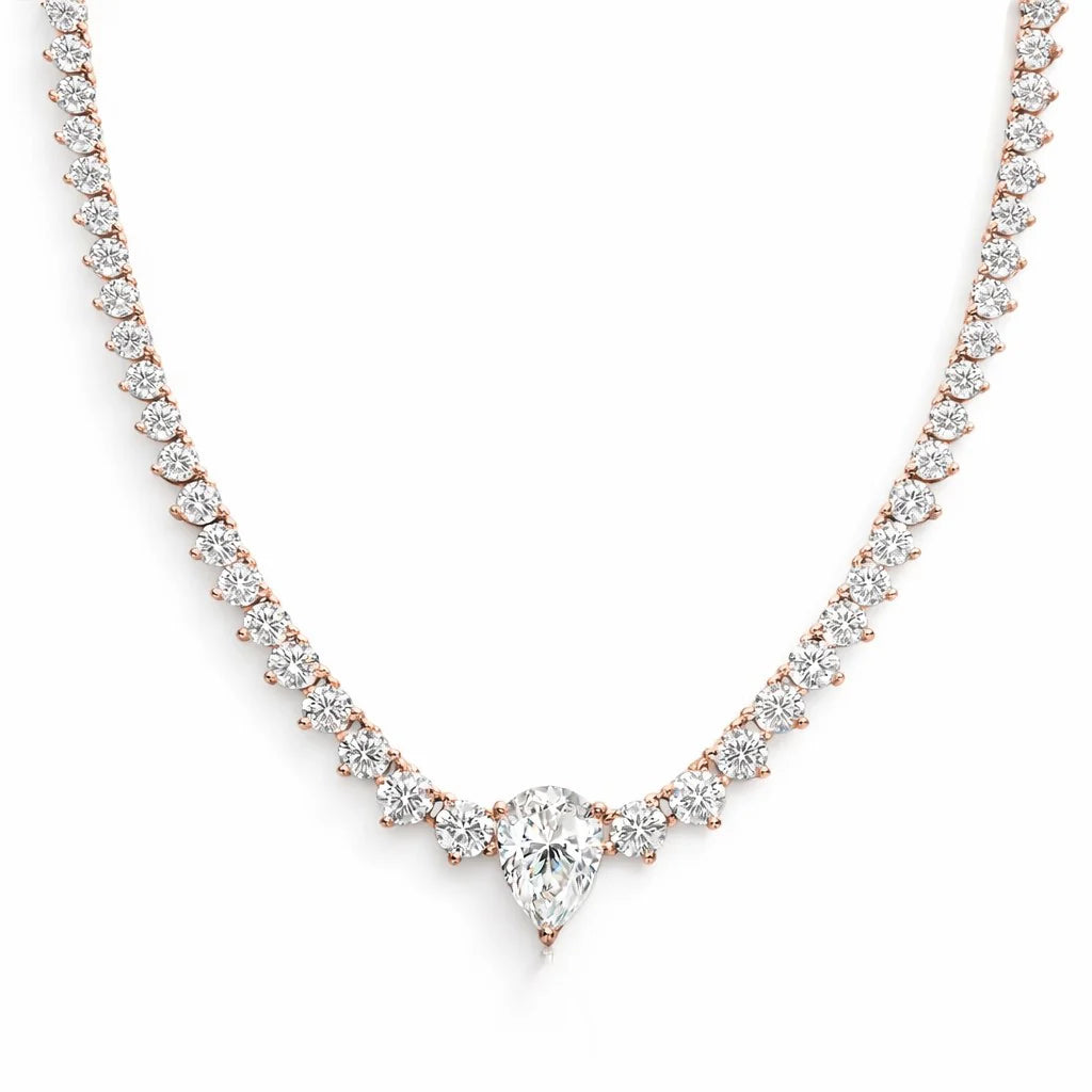 VALENTINA 4 Carat Pear-Cut Moissanite Tennis Necklace