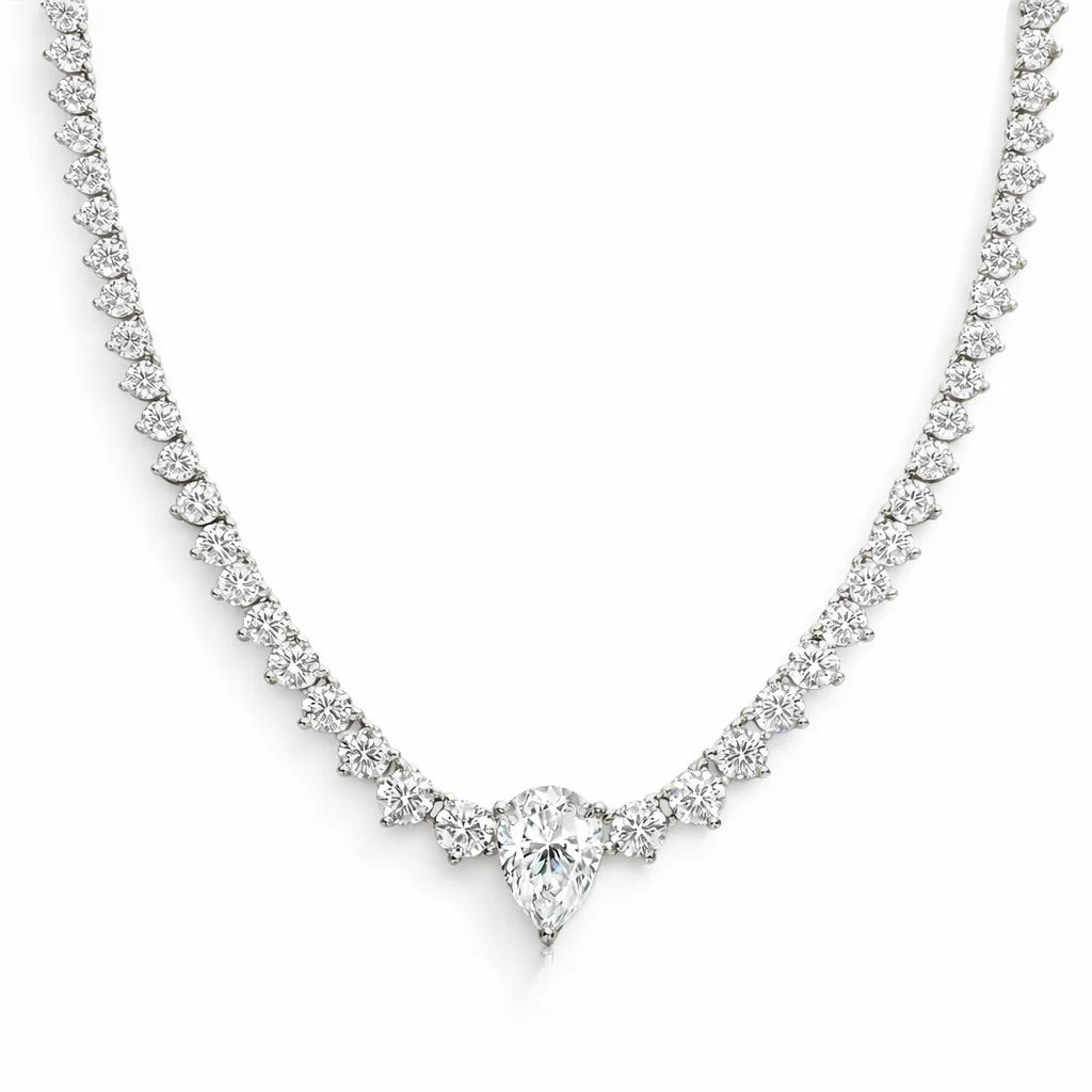 VALENTINA 4 Carat Pear-Cut Moissanite Tennis Necklace