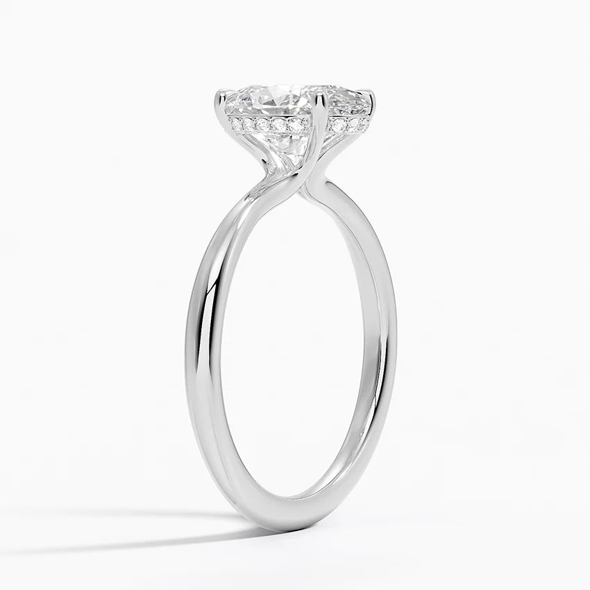 Vivara Oval-Cut Hidden Halo Solitaire Moissanite  Ring