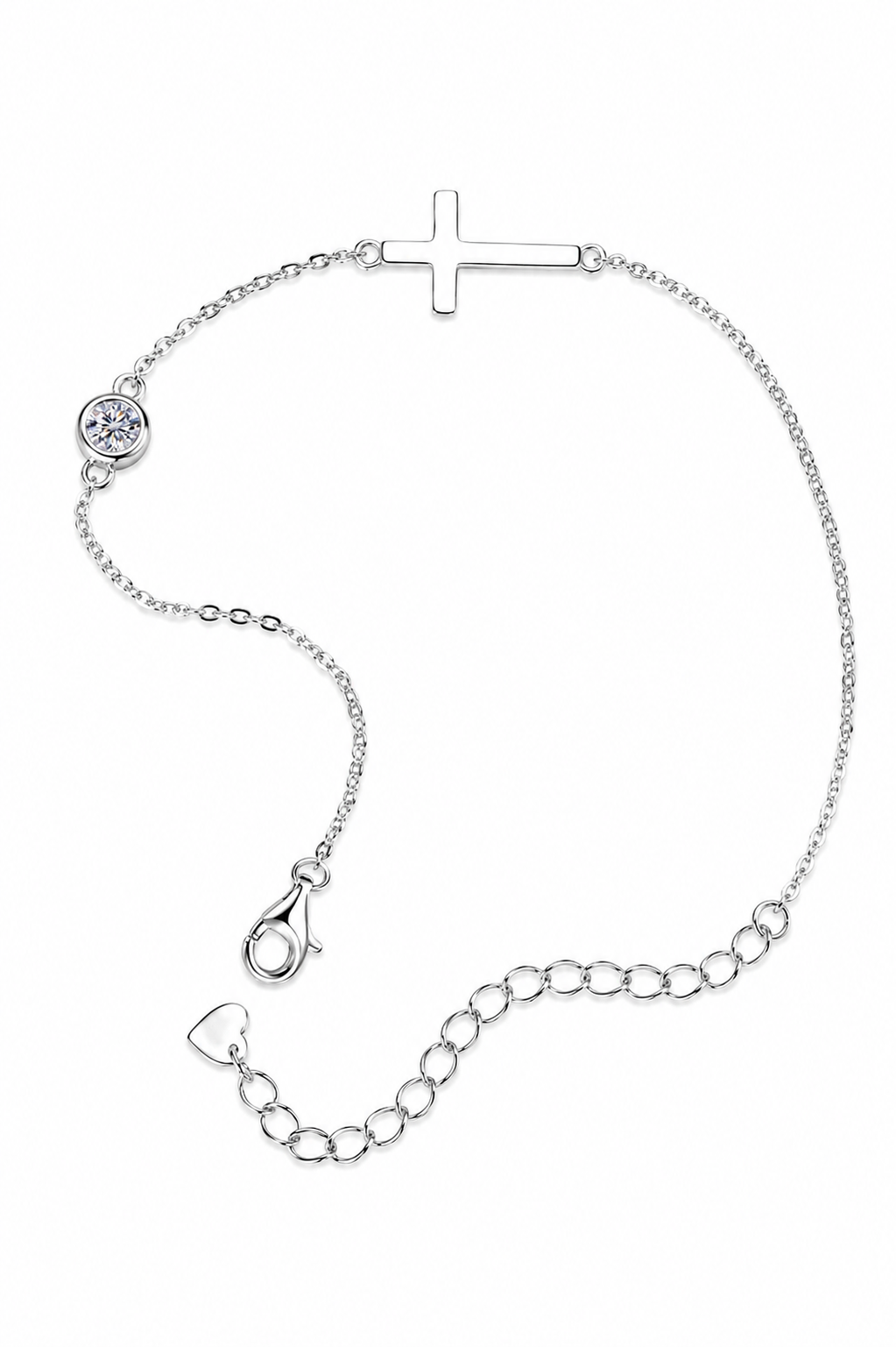 Aurora Cross With Solitaire Moissanite Bracelet 14k