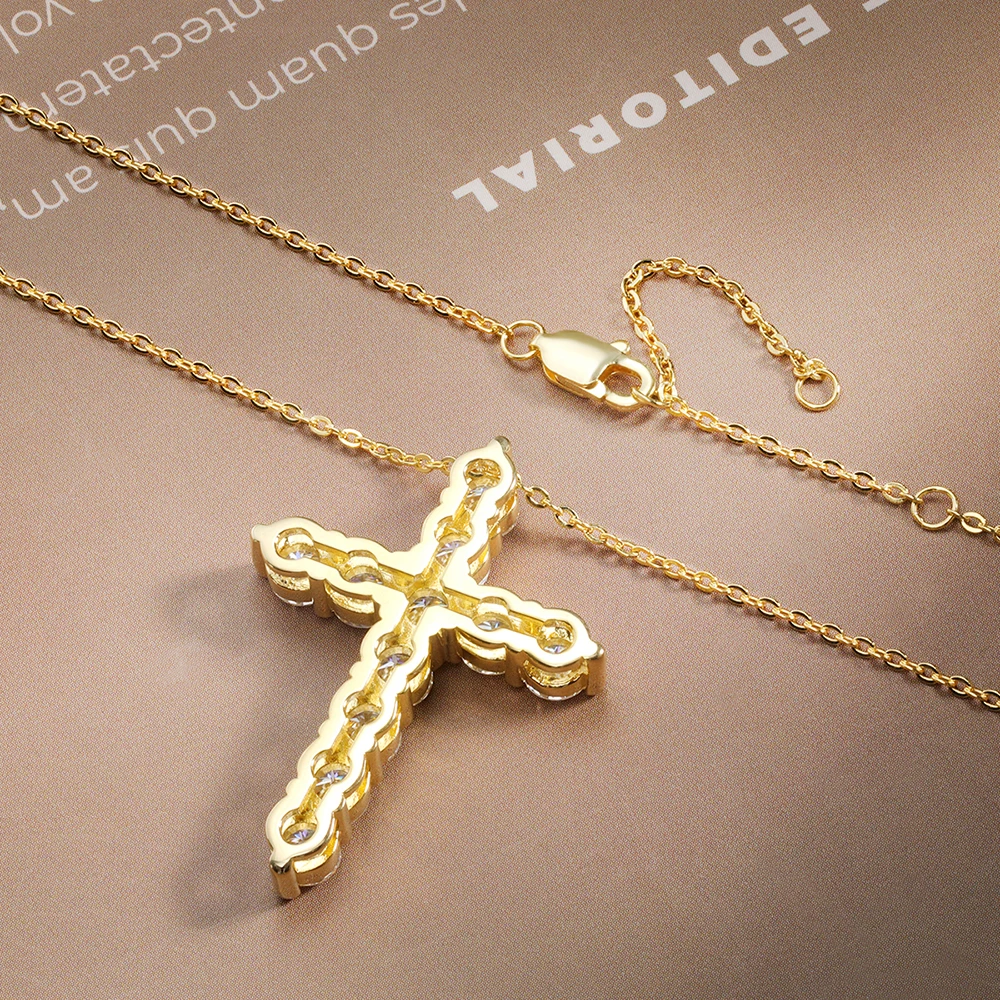 Aurora Delicate Cross Moissanite Necklace