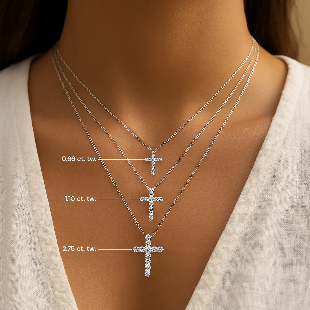 Aurora Delicate Cross Moissanite Necklace