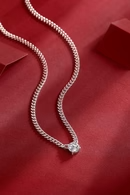 Atlas Solitaire Cuban Round-Cut Moissanite Necklace