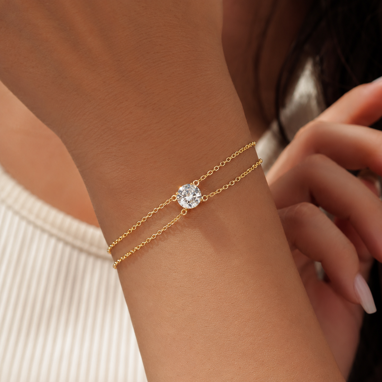 LUNA SOLITAIRE MOISSANITE BRACELET – 14K GOLD