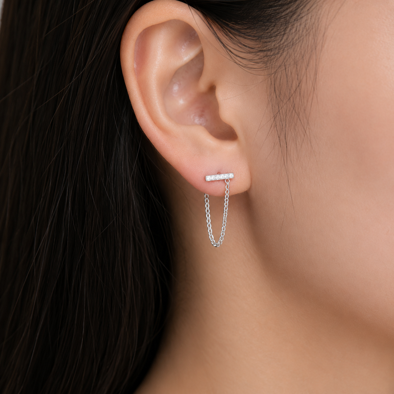 Aria Pave╠ü Chain Earrings