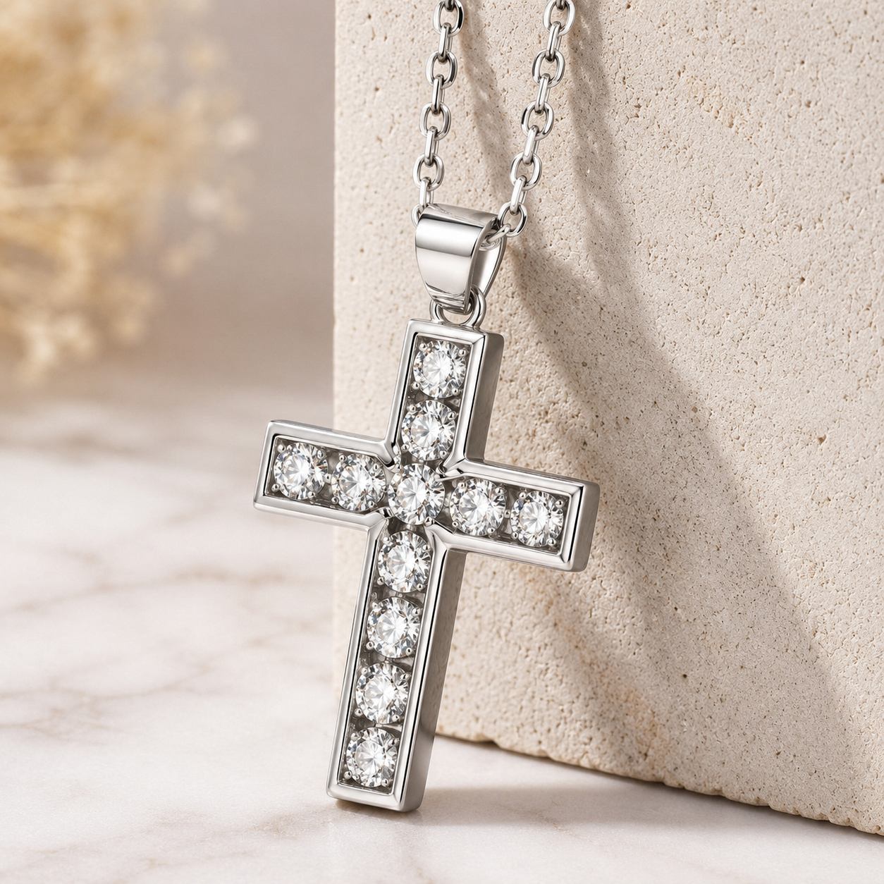 Aurora Unisex Cross Moissanite Necklace