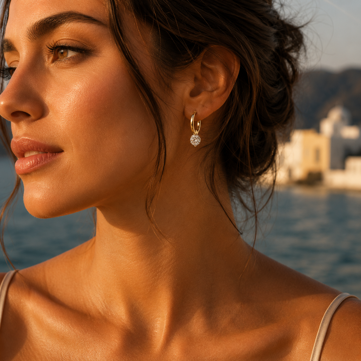 Selene Orb Drop Huggie Moissanite Earrings