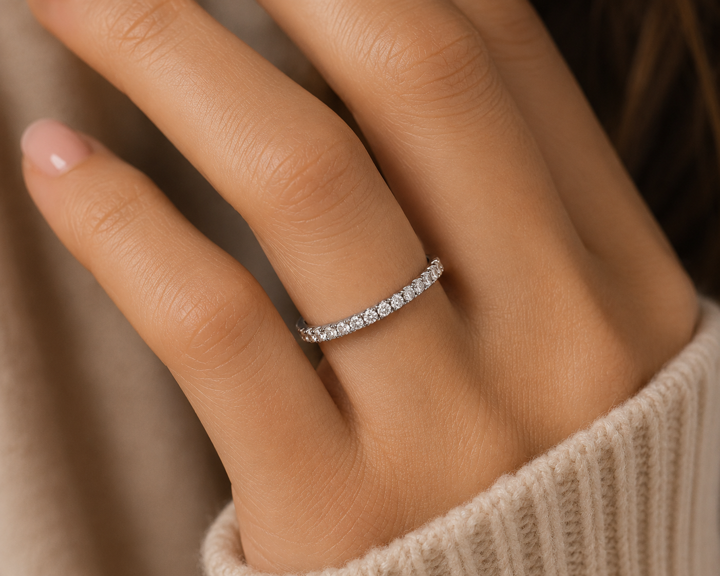 Selene Pave╠ü Moissanite Eternity Ring