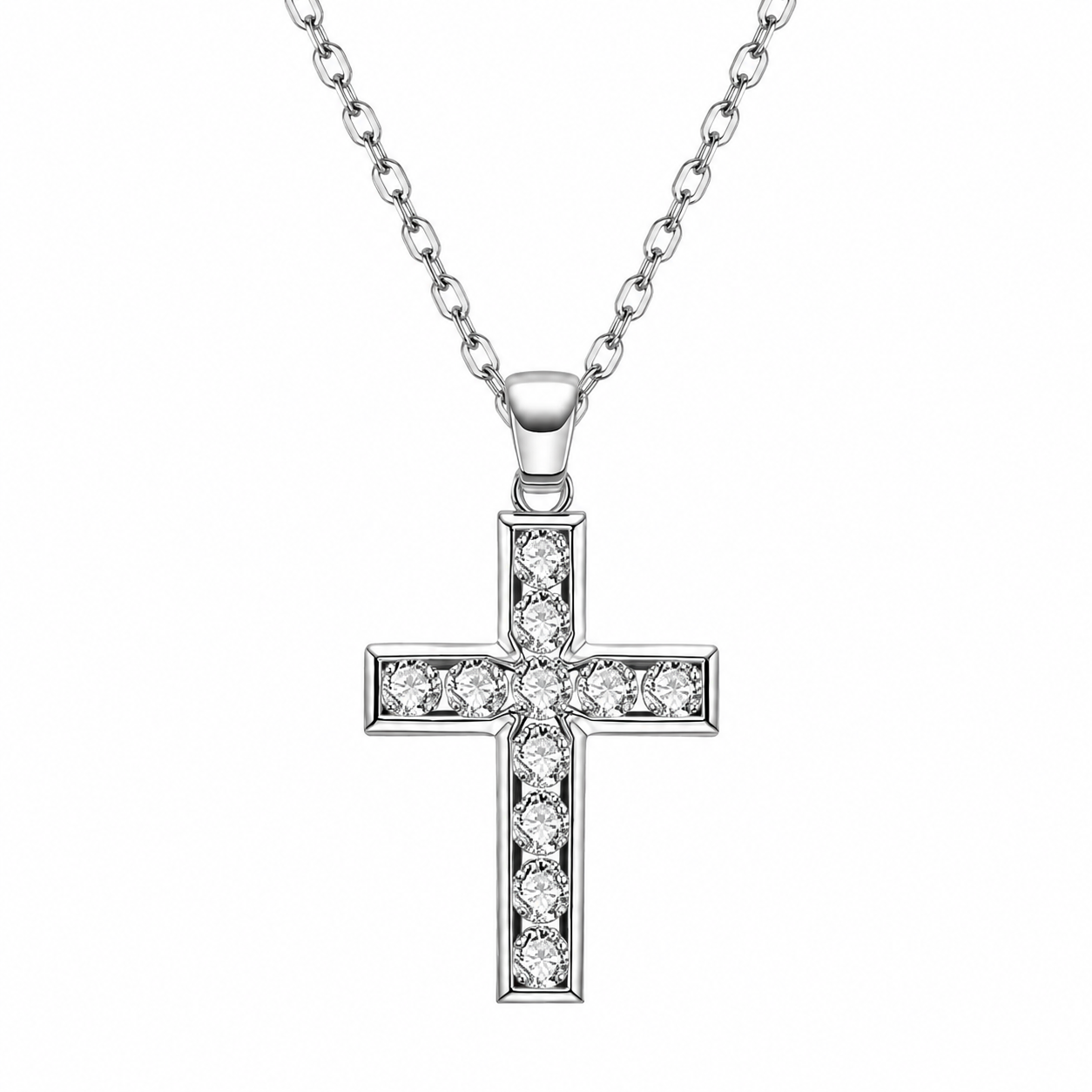 Aurora Unisex Cross Moissanite Necklace