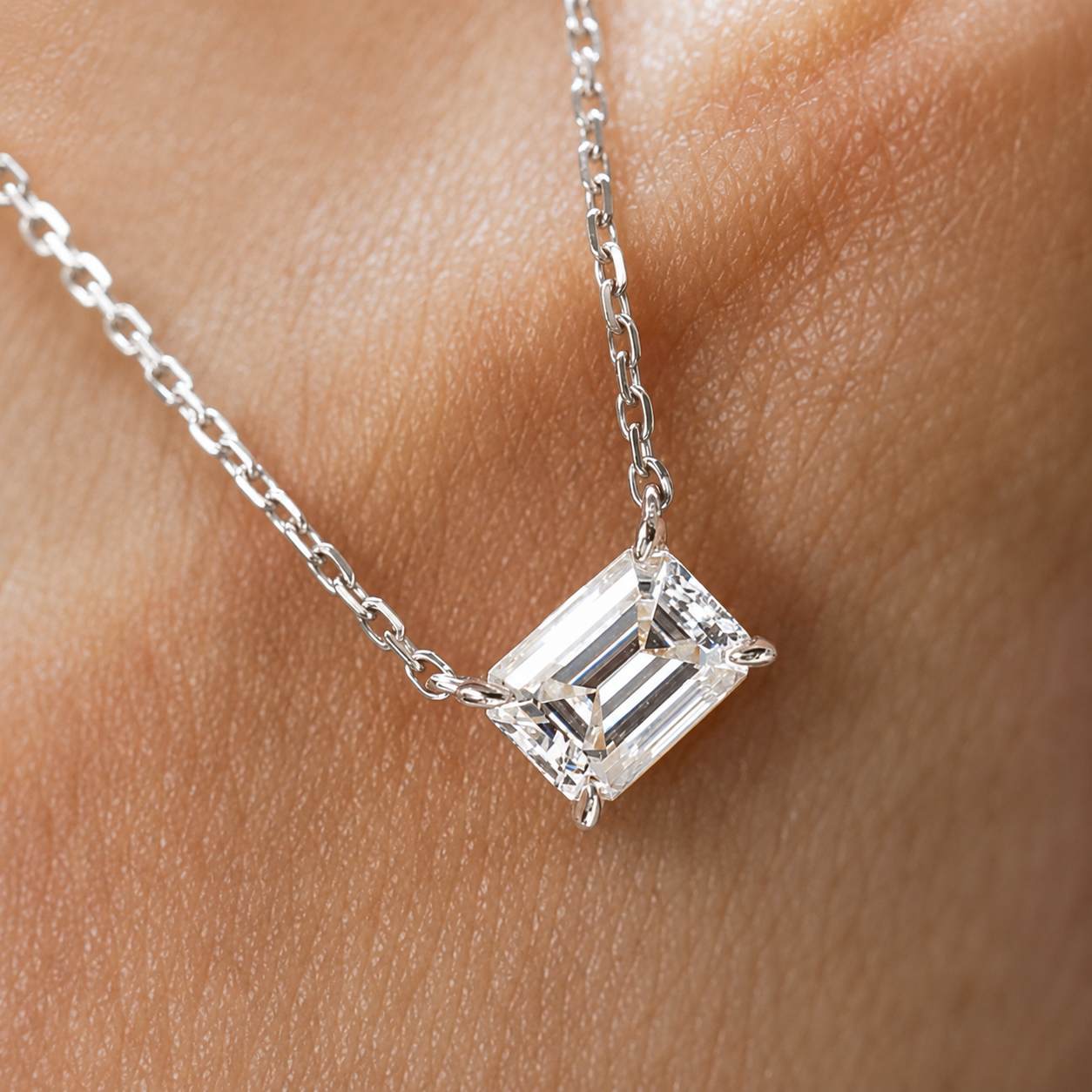 Celestia Emerald-Cut Moissanite Pendant
