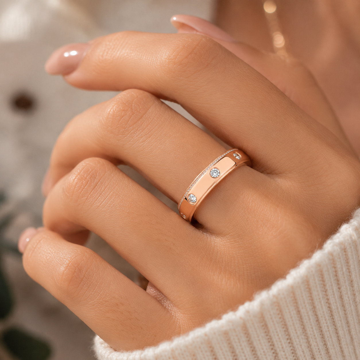 Atlas Flush-Set Moissanite Unisex Ring