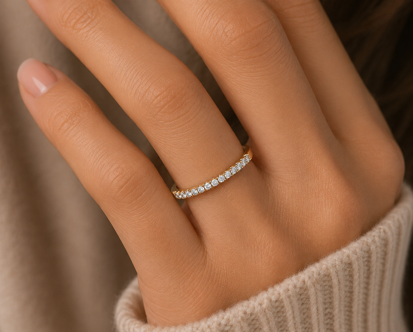 Selene Pave╠ü Moissanite Eternity Ring