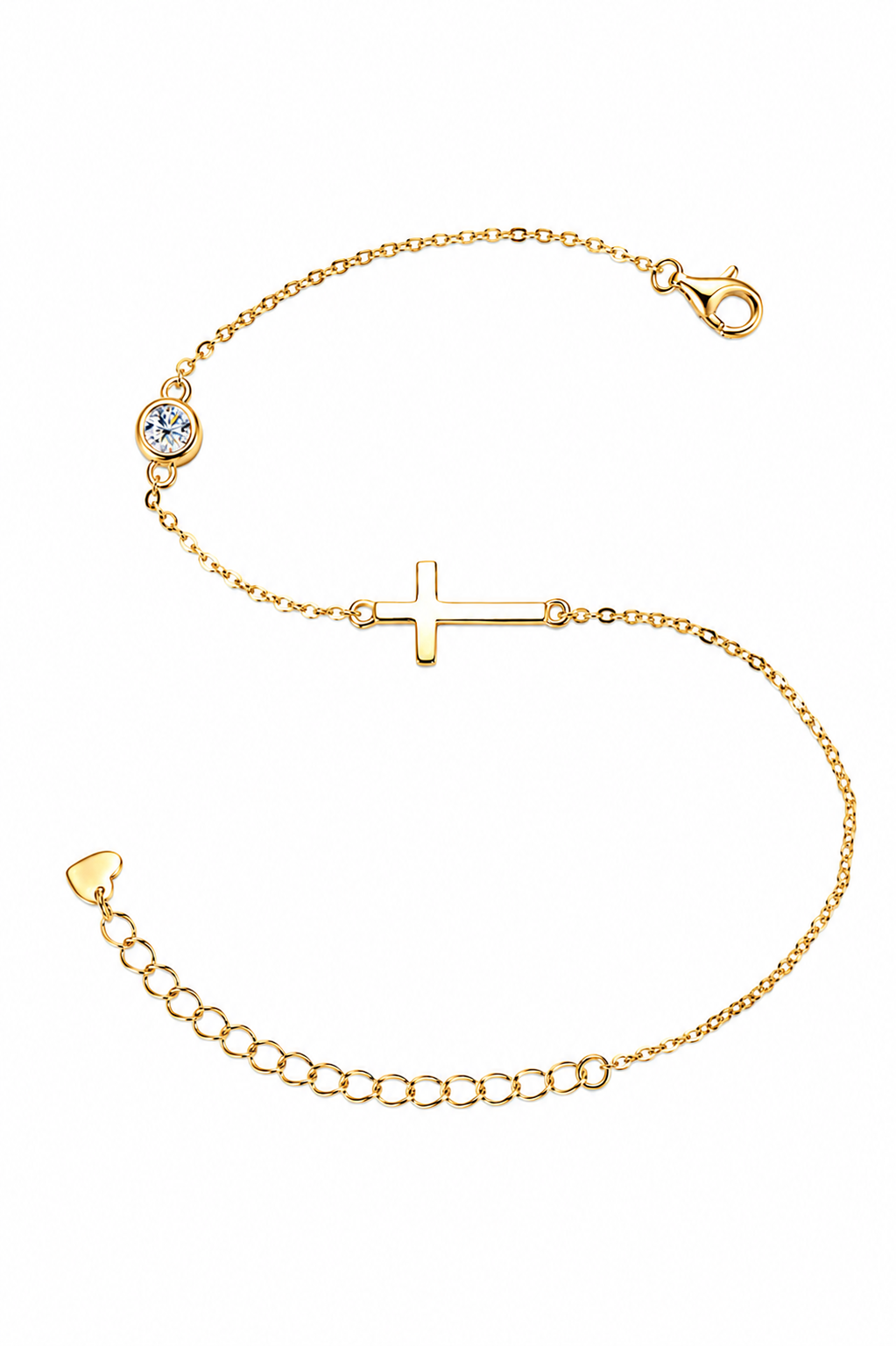 Aurora Cross With Solitaire Moissanite Bracelet 14k