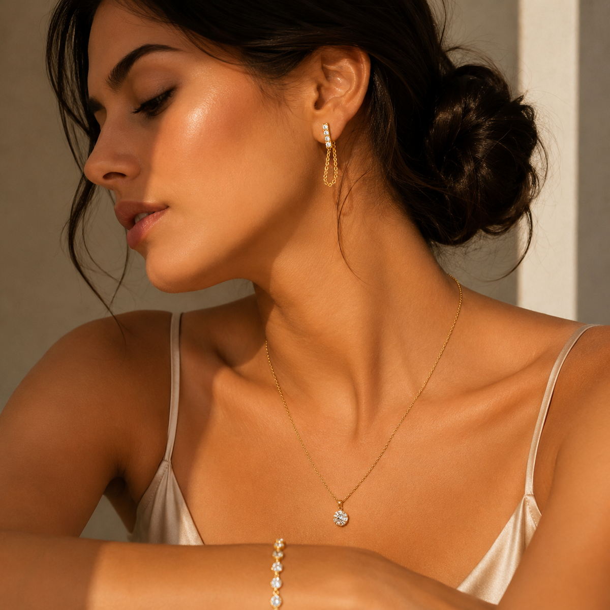 Aria Pavé Chain Earrings