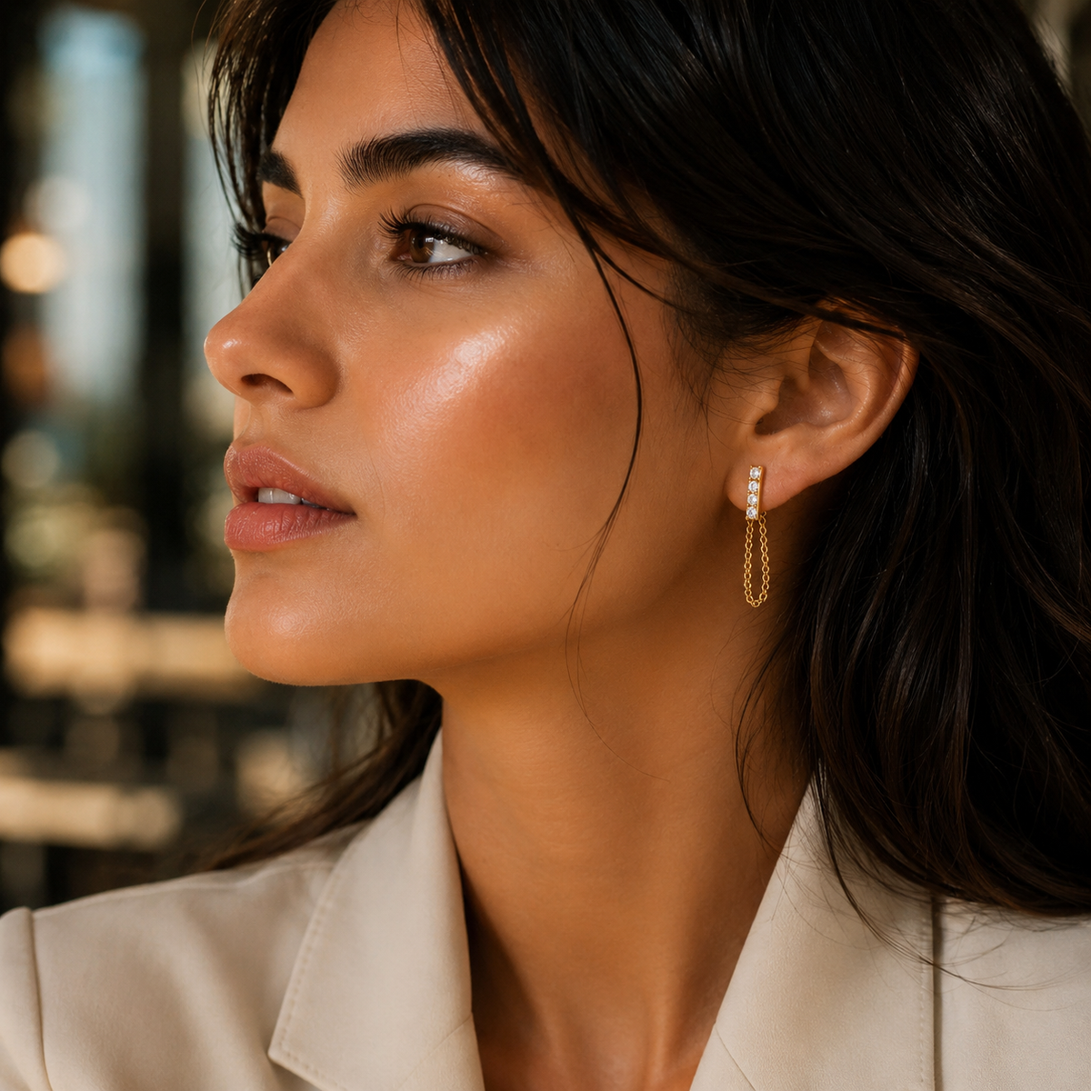 Aria Pavé Chain Earrings