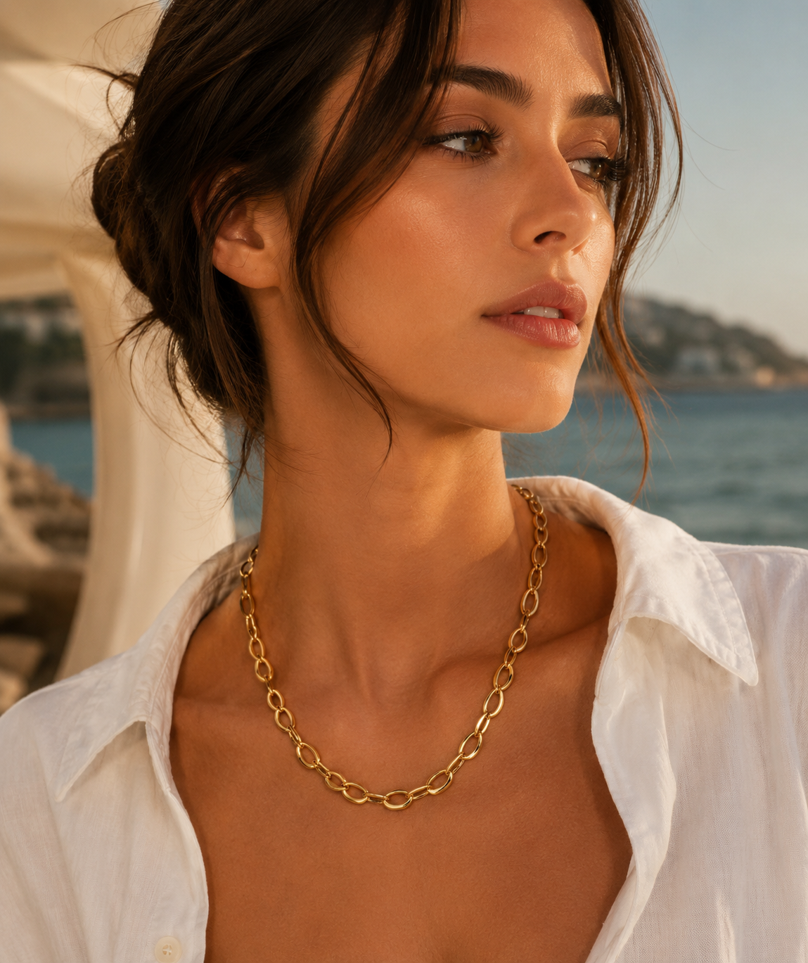 Organic Dome Ripple Chain Necklace