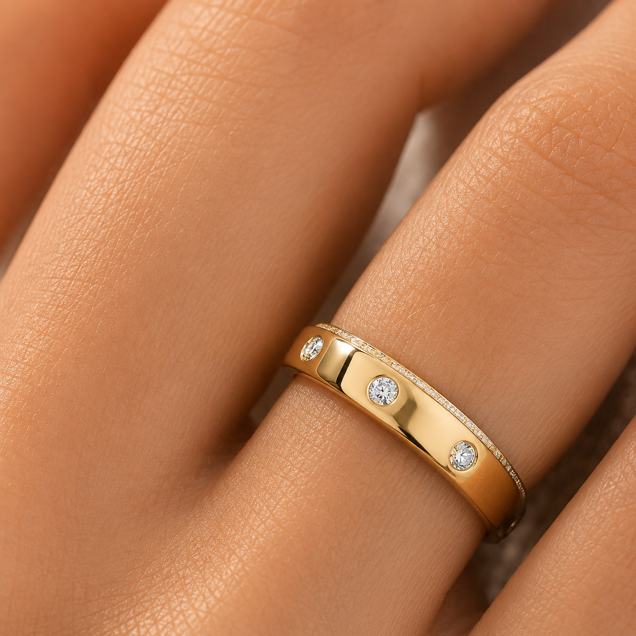 Atlas Flush-Set Moissanite Unisex Ring