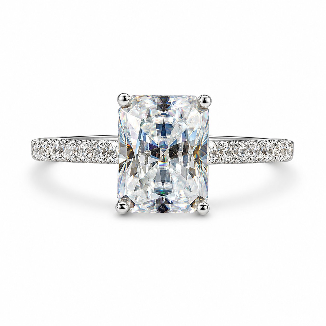 Ariston Emerald-Cut Moissanite Halo Ring