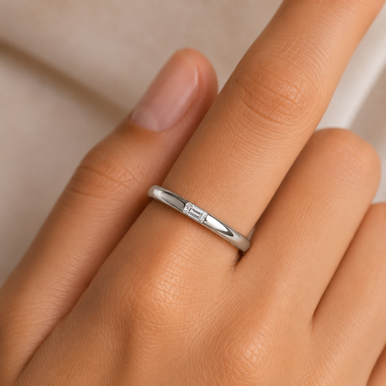 Ariston Inlaid Emerald-Cut Moissanite Ring